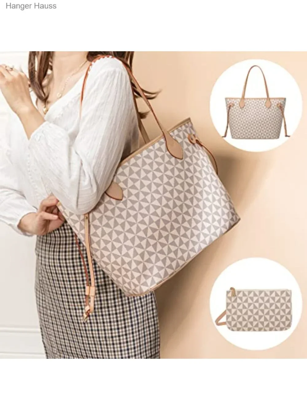 Leather Satchel Handbag with Wallet - Women's Designer Purse (Large)
